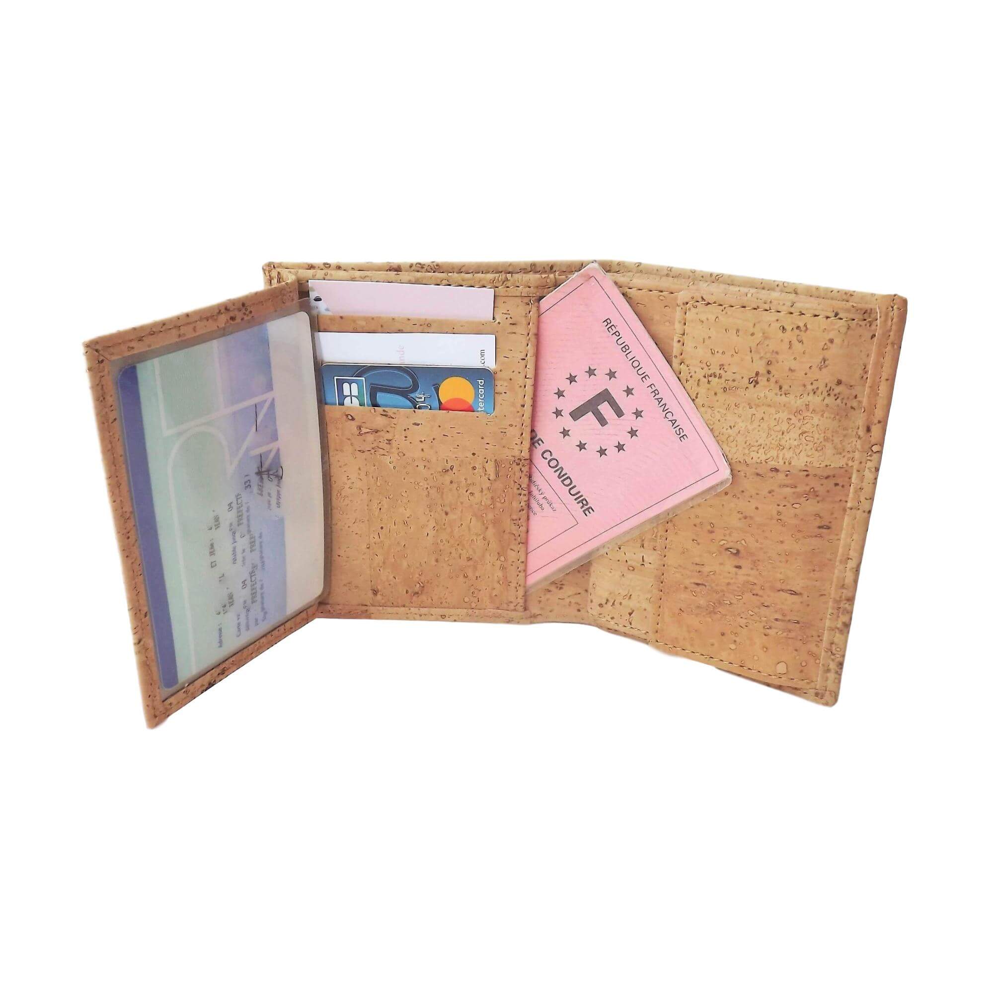 Portefeuille homme vegan en liège Sam beige 9