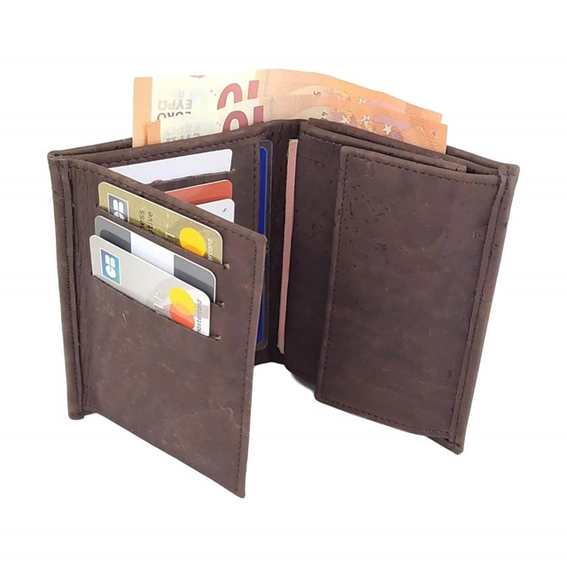Portefeuille homme vegan en liège marron Sam, idée cadeau homme originale 3
