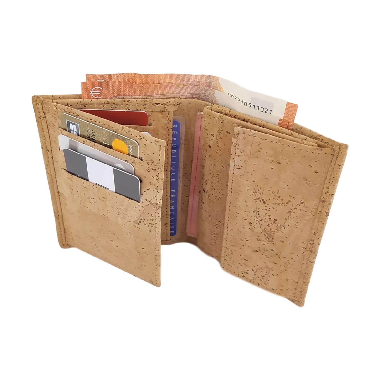 Portefeuille homme vegan en liège Sam beige 2