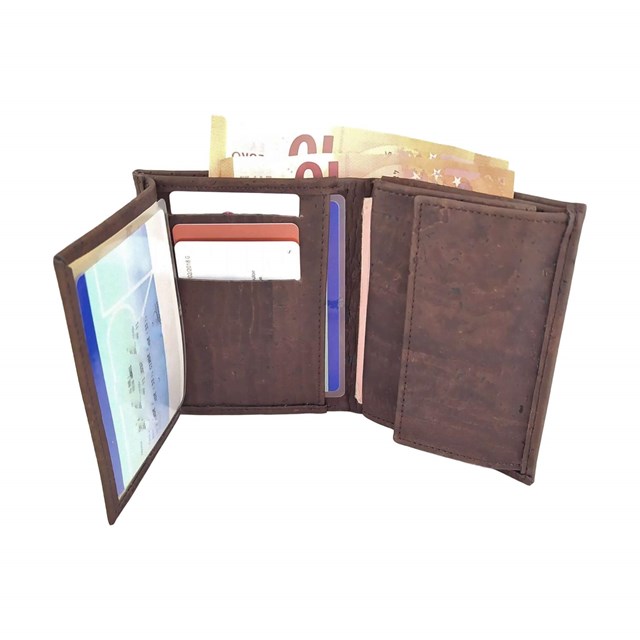 Portefeuille homme vegan en liège marron Sam, idée cadeau homme originale 4