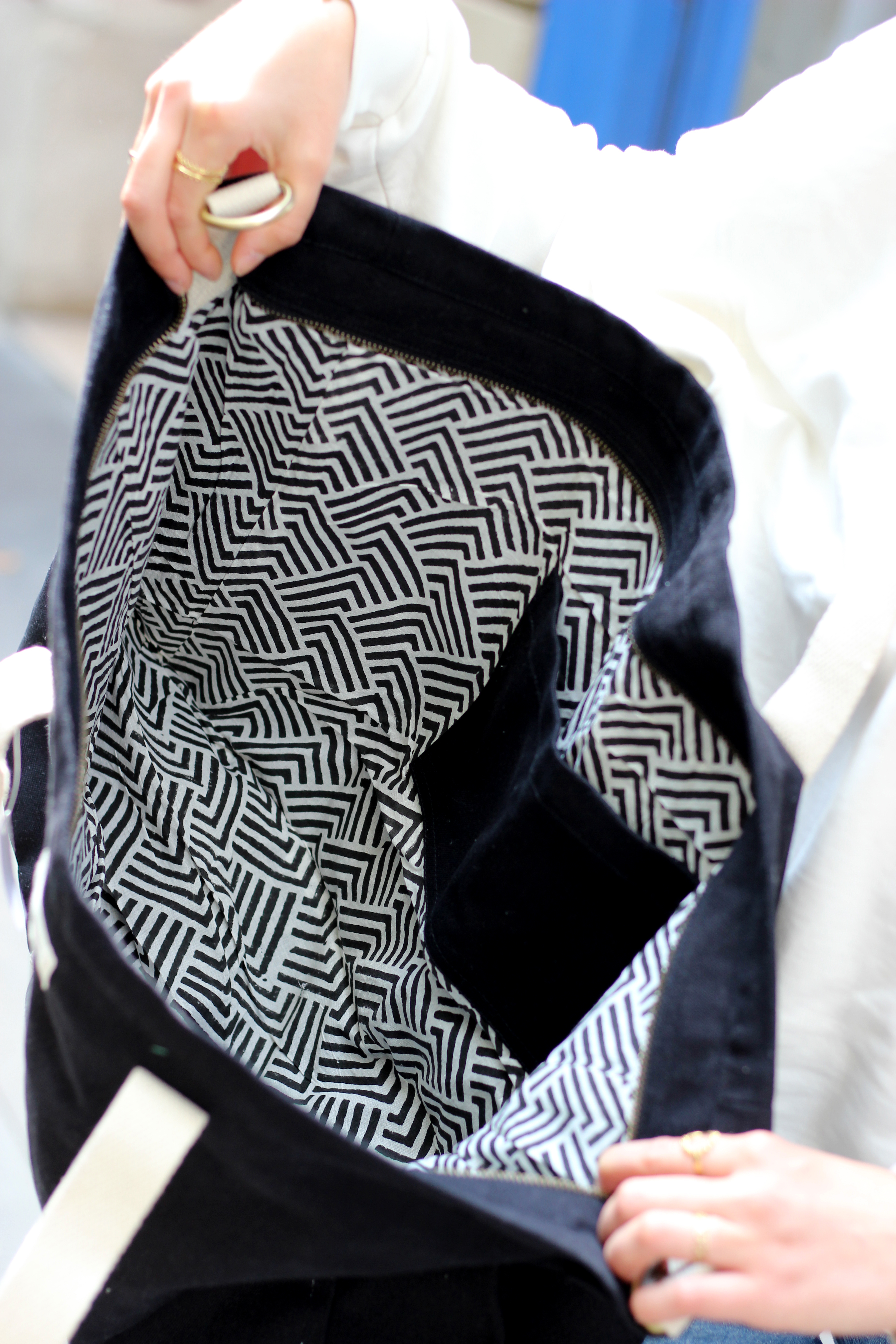 Sac weekend JEAN, avec bandoulière, noir, coton bio 5