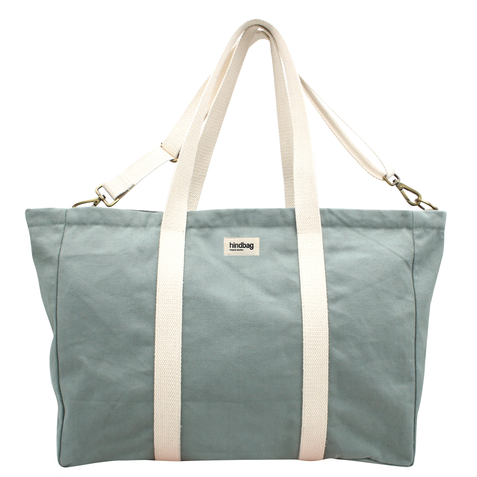 Sac weekend JEAN, avec bandoulière, vert sauge, coton bio 3
