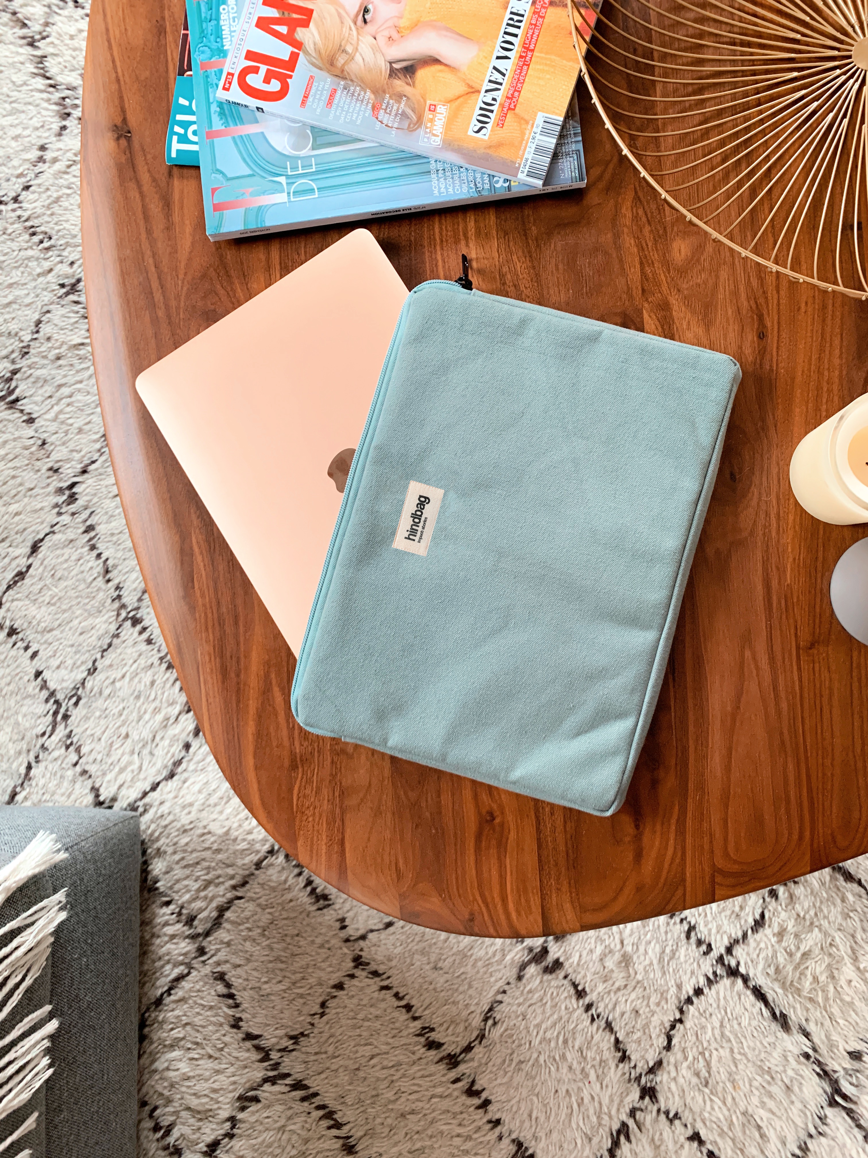 Housse d'ordinateur AVA, vert sauge, coton bio 2