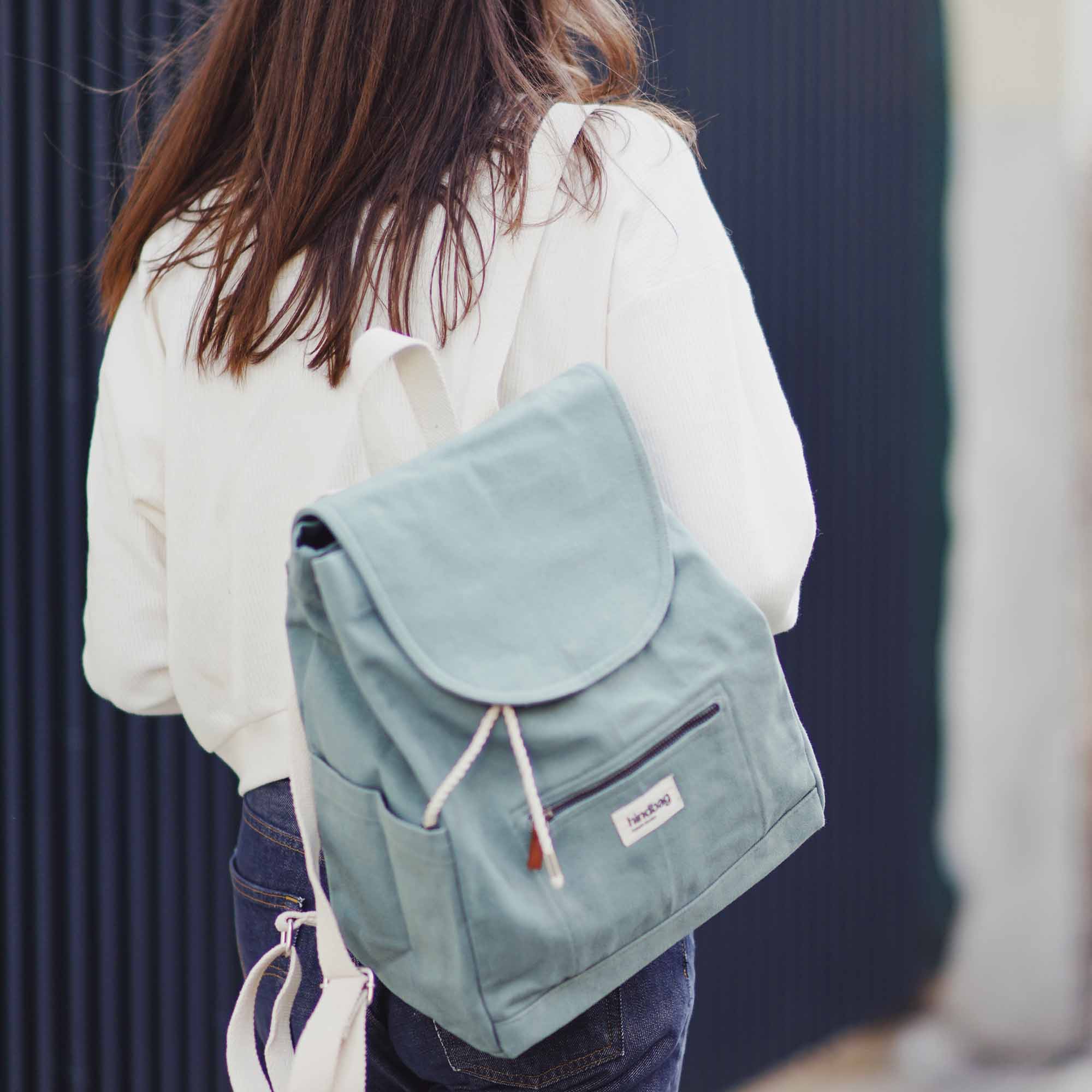 Sac à dos ELIOT, vert sauge, coton bio 4