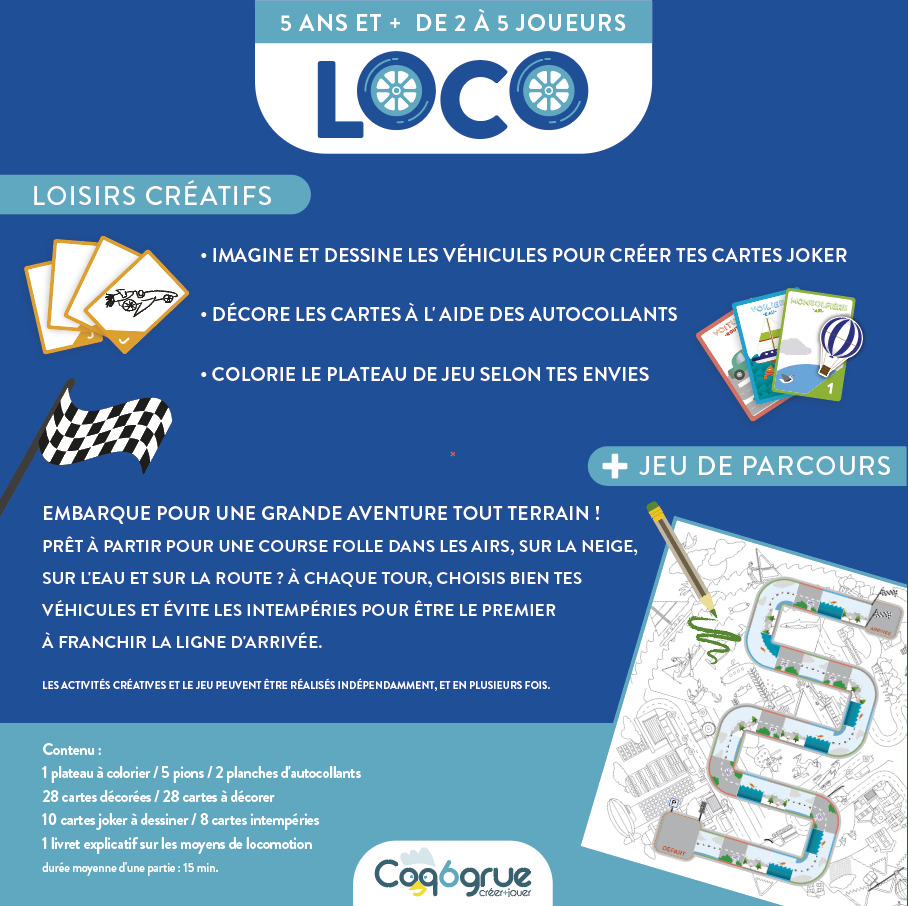 Loco le jeu de parcours créatif à personnaliser par les enfants à partir de 5 ans