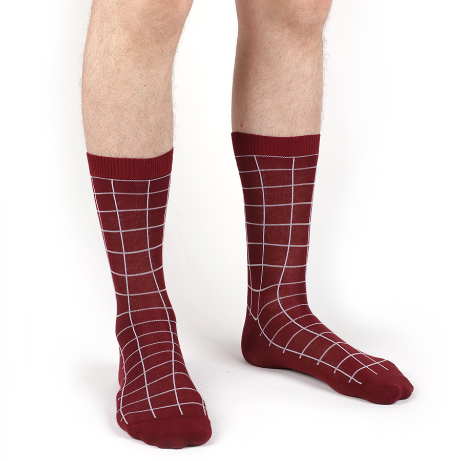 Chaussettes bordeaux carreaux
