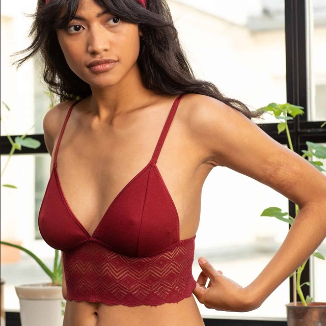 Bustier Dawa grenat en coton bio et dentelle recyclée 6