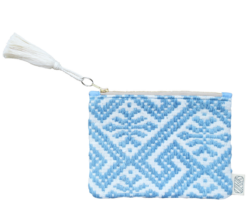 Trousse équitable en coton bio bleu clair