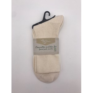 Chaussettes en coton bio, coloris Ecru