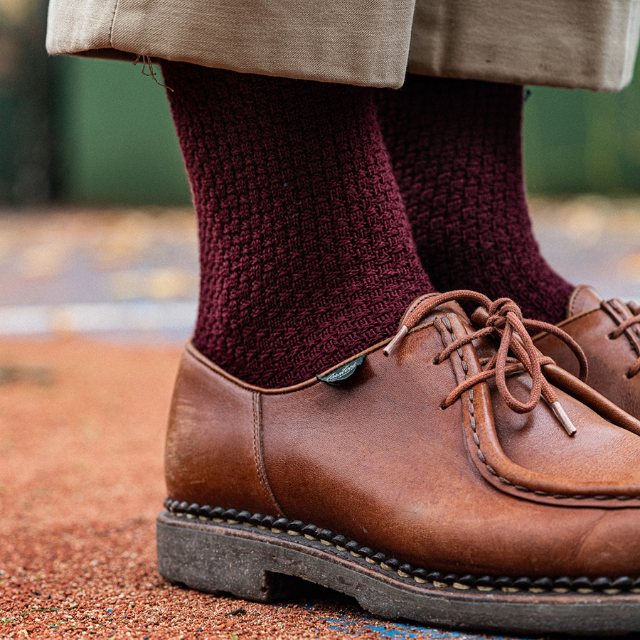 Chaussettes bordeaux homme