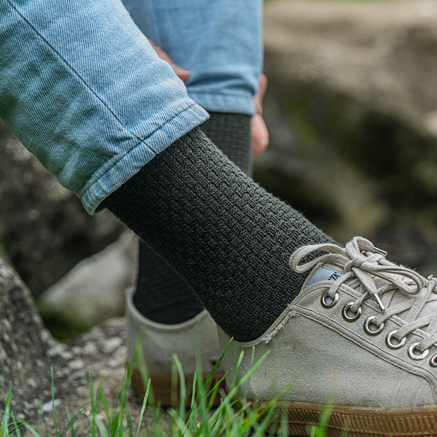 Chaussettes gaufrées vert kaki 5