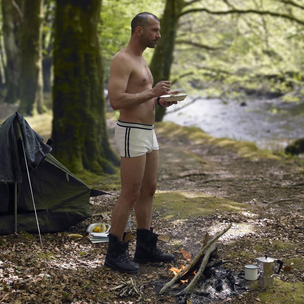 Boxer blanc, coutures bleues en coton bio éco-conçu 2