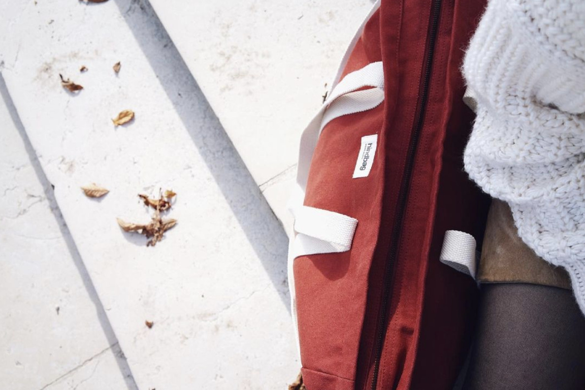 Sac weekend JEAN, avec bandoulière, rouge terracotta, coton bio 5