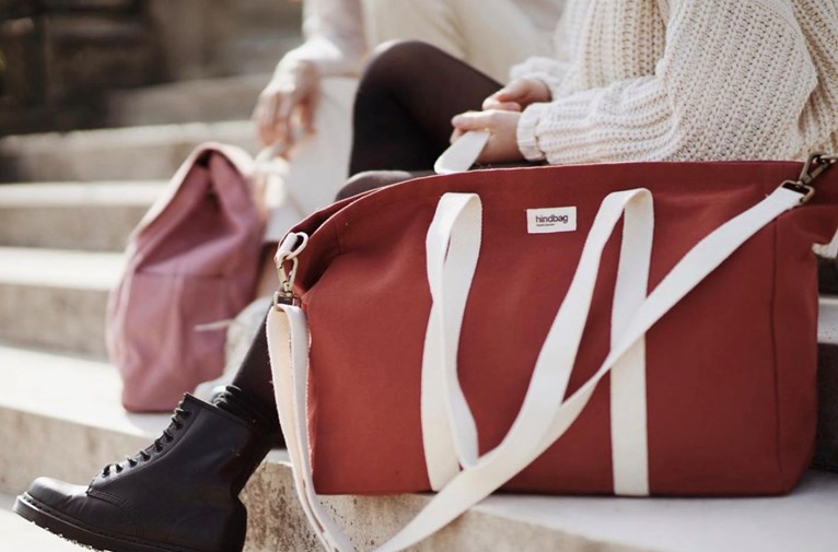 Sac weekend JEAN, avec bandoulière, rouge terracotta, coton bio