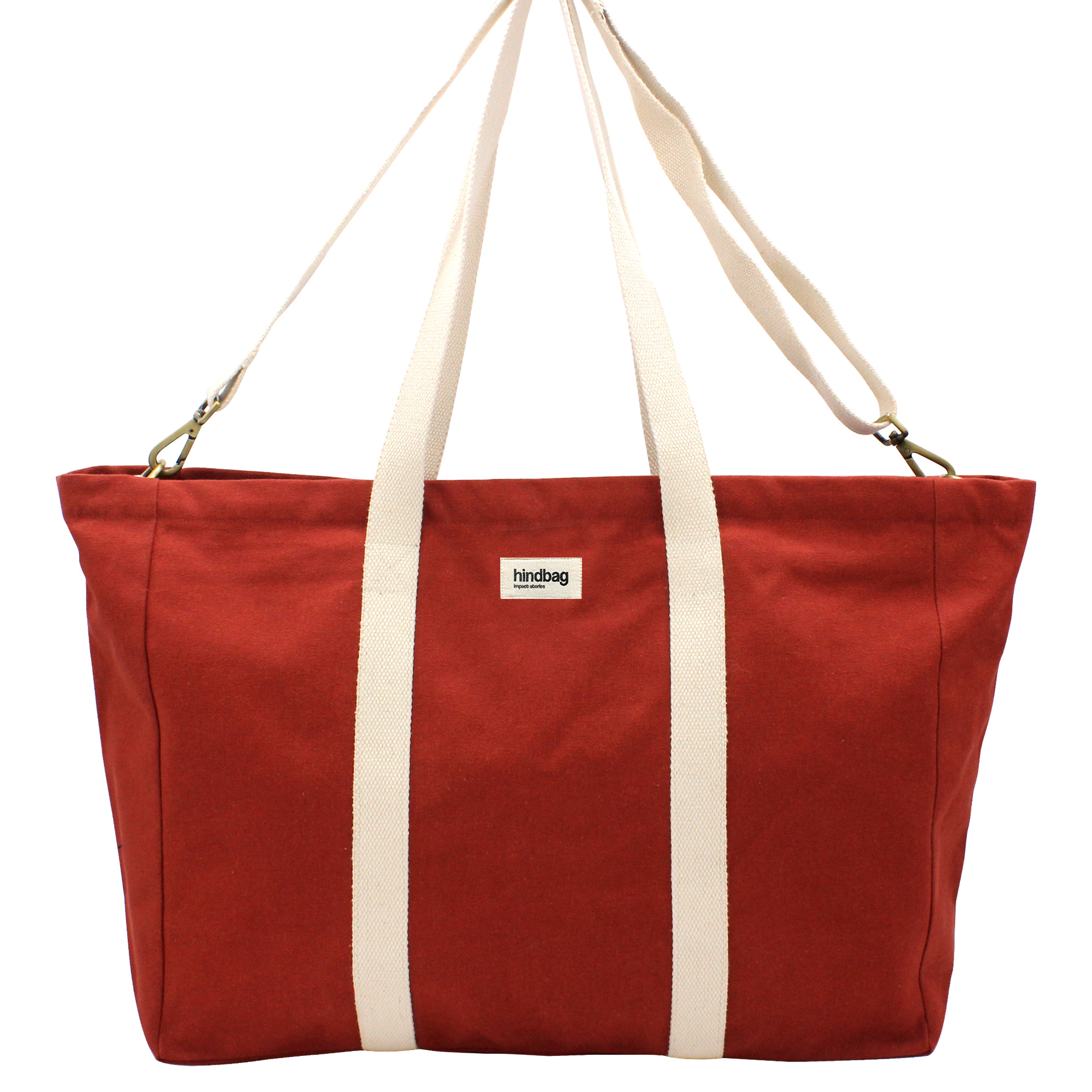 Sac weekend JEAN, avec bandoulière, rouge terracotta, coton bio 3
