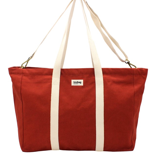 Sac weekend JEAN, avec bandoulière, rouge terracotta, coton bio 3
