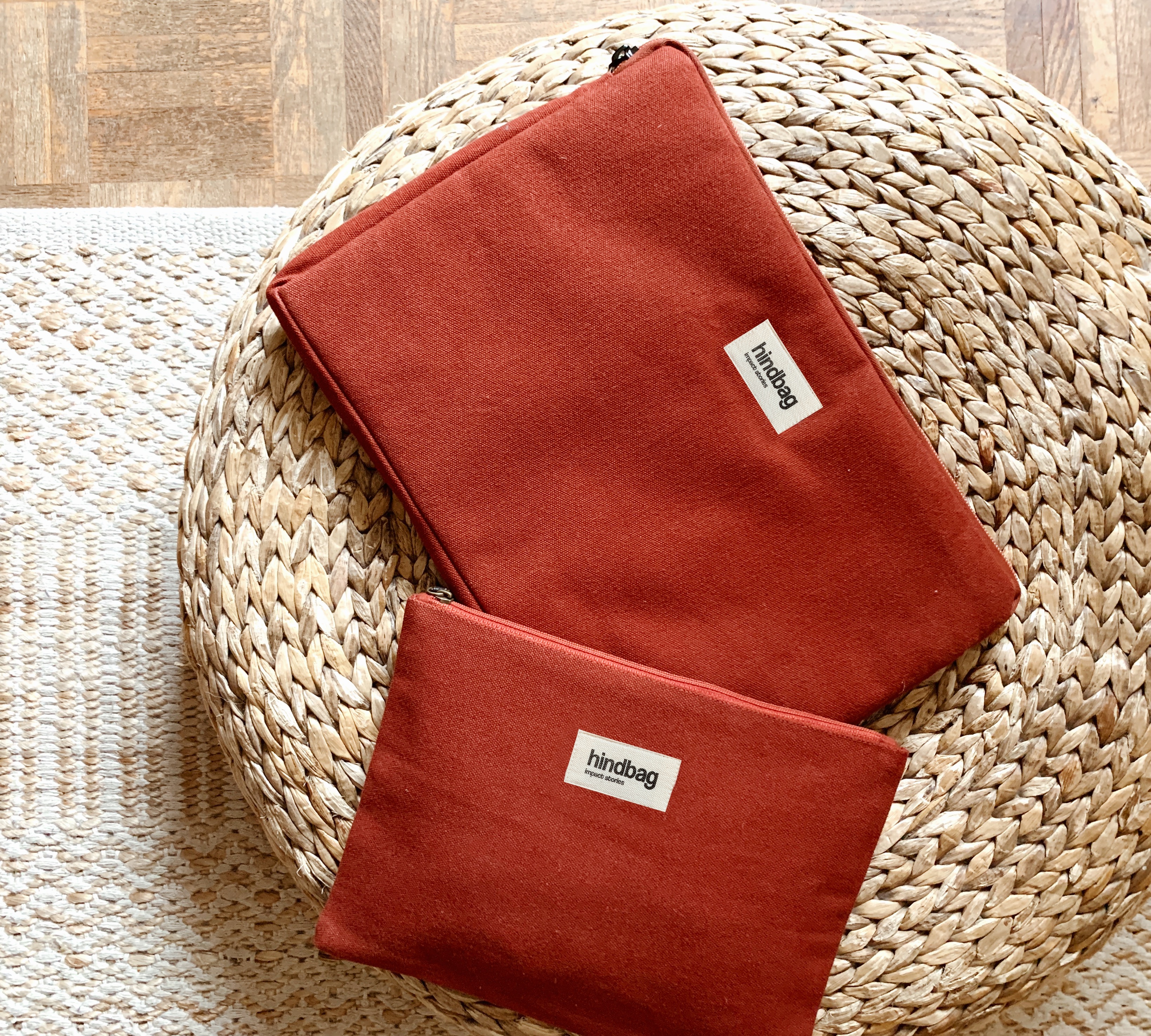 Pochette EMA, rouge terracotta, coton bio 2