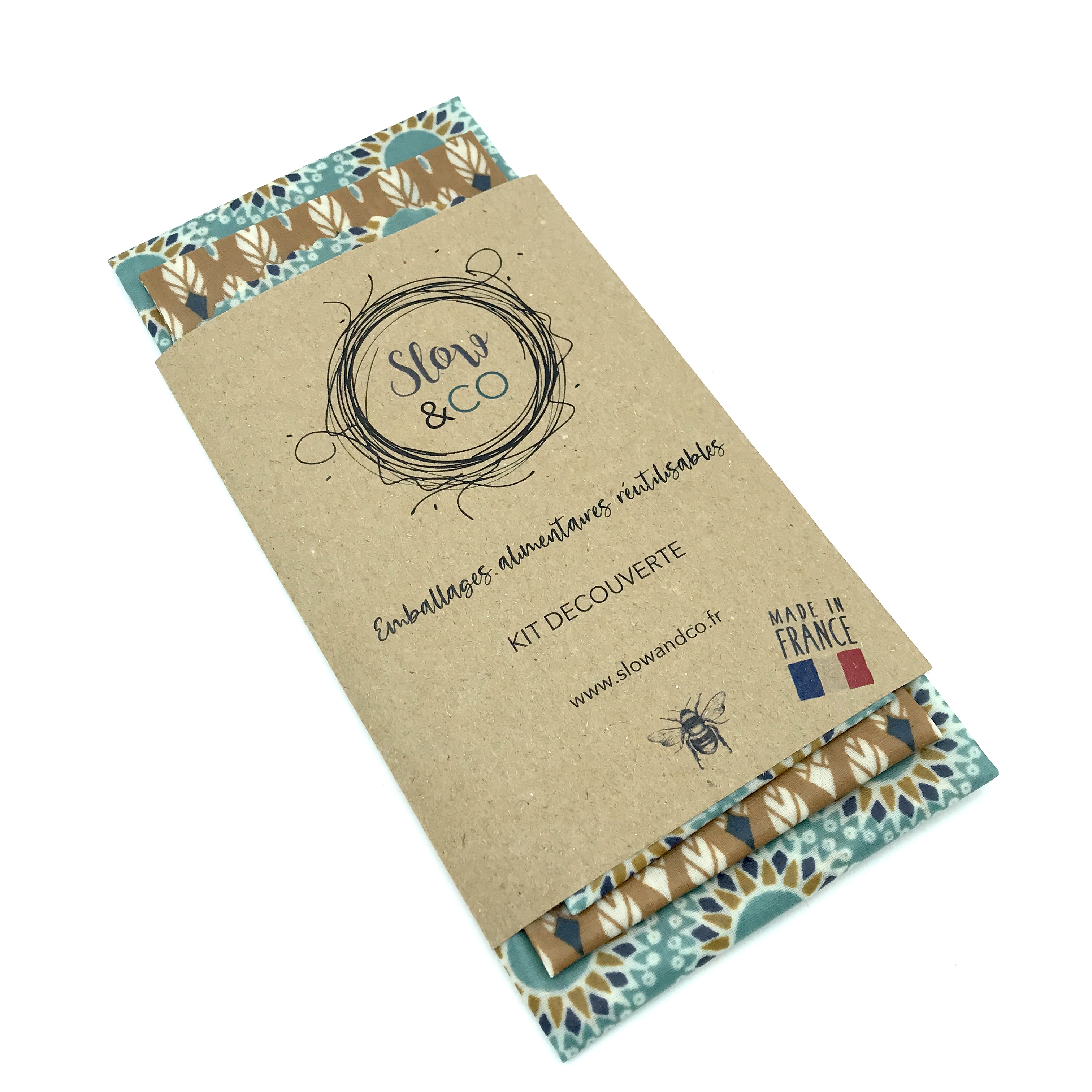 kit découverte / Mandalas - 4 wraps réutilisables en cire d'abeille, 100% made in France 2