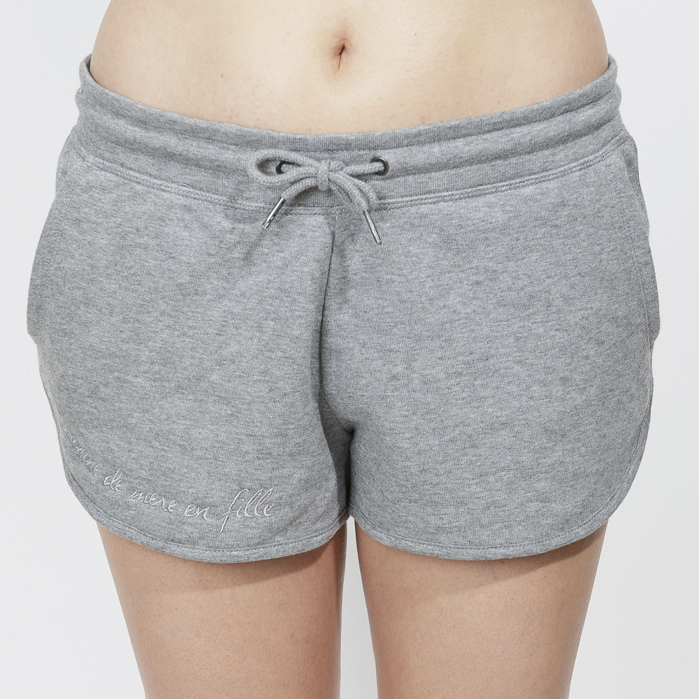 Short gris brodé en coton bio - Féminine de mère en fille 2