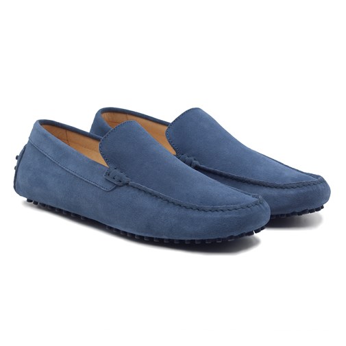 Mocassins cuir daim bleu