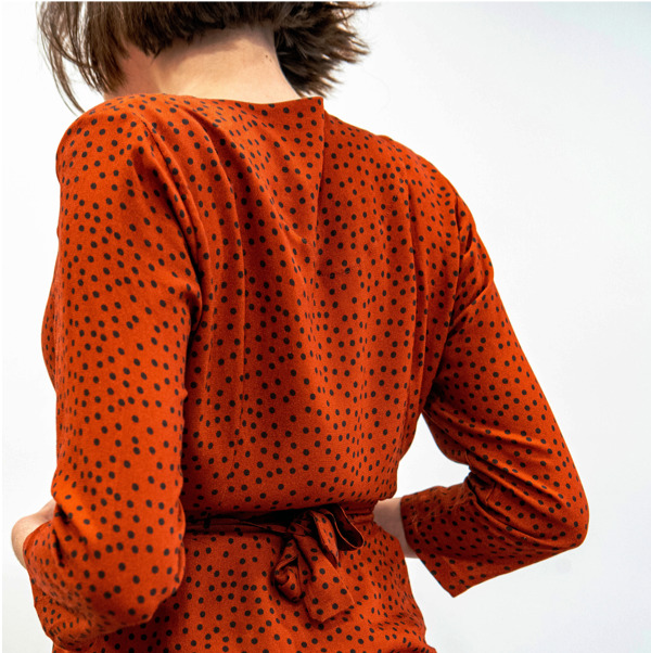 Zaski portefeuille manches 3/4 en viscose imprimée brique 4