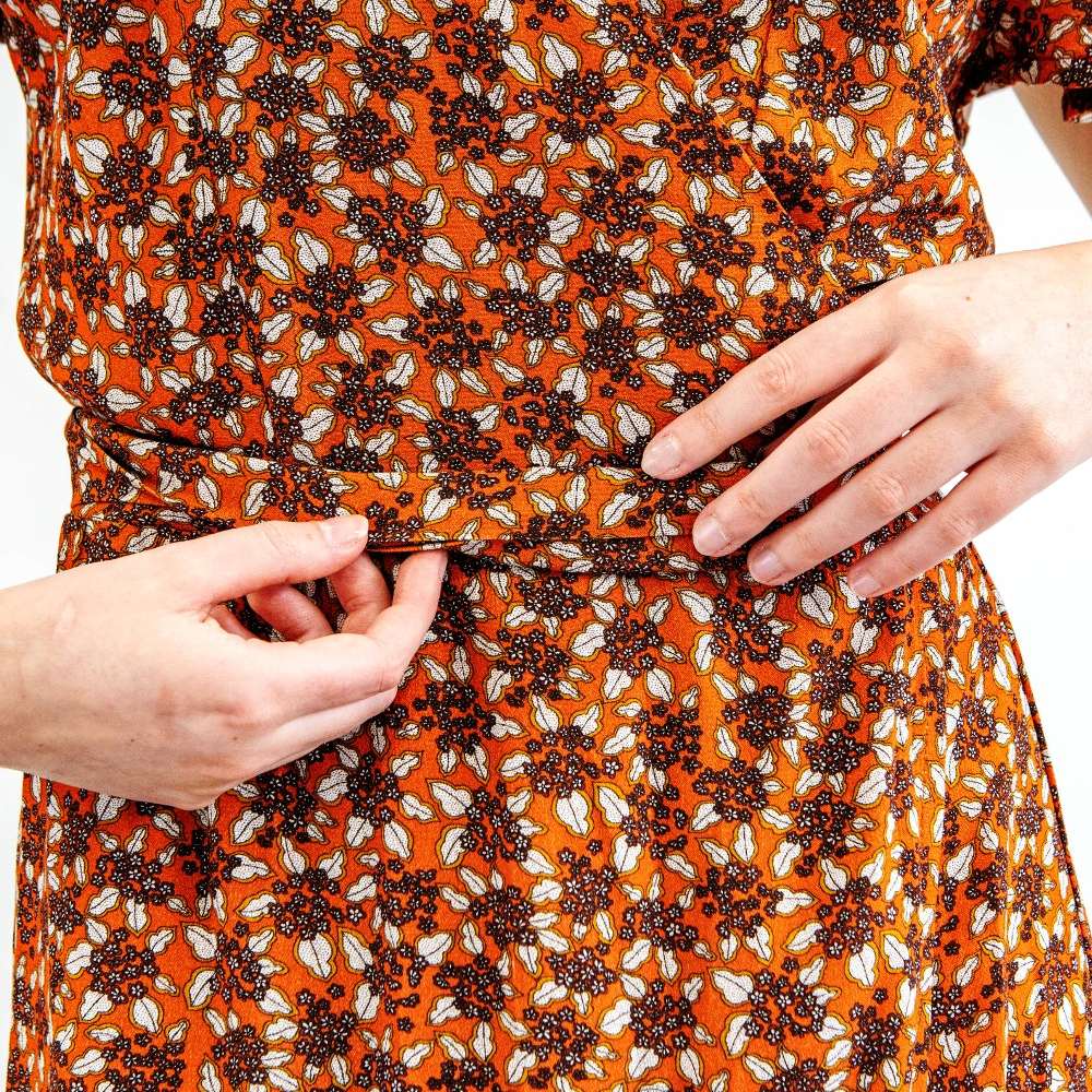 ROBE DE CÉRÉMONIE ZARGOT 100% VISCOSE IMPRIMÉ FLEURS BEIGE 4