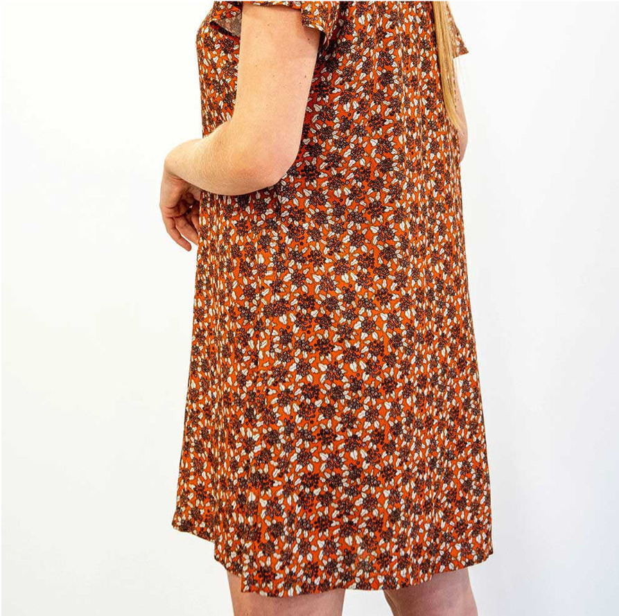 ZELDA, MANCHES PAPILLON, IMPRIMÉ ORANGE, 100% VISCOSE 3