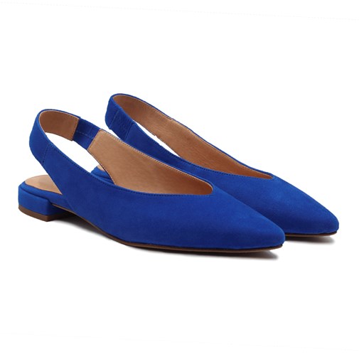 Ballerines slingback en cuir daim bleu royal