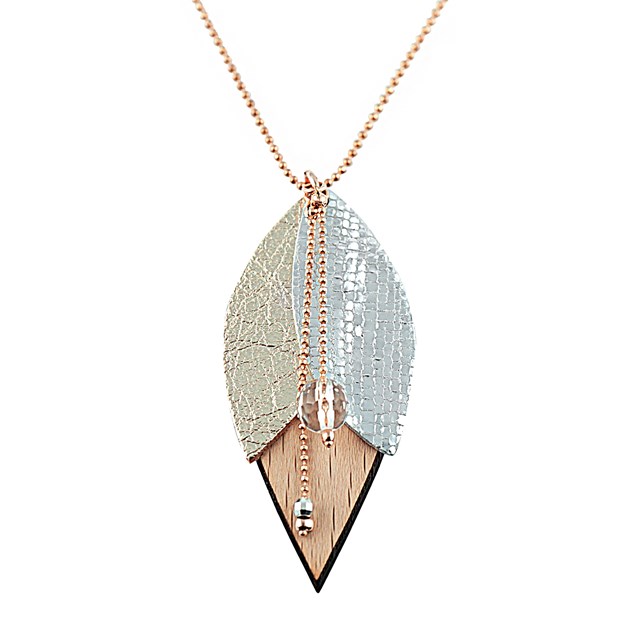 Collier en bois et cuir TULIPE Cristal 2