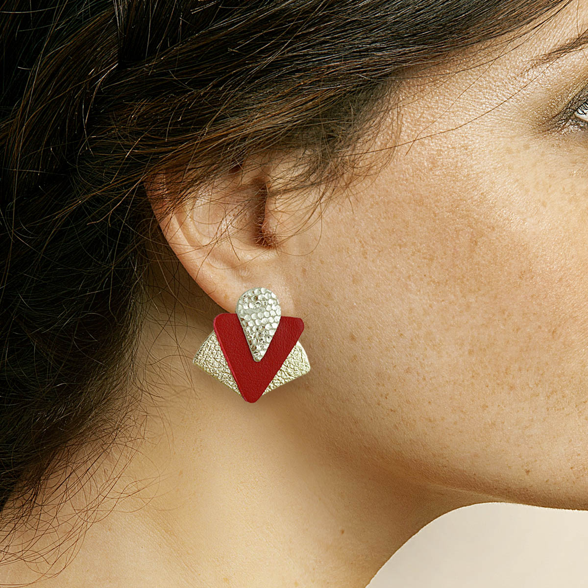 Puce d'oreilles ART DÉCO rouge 5