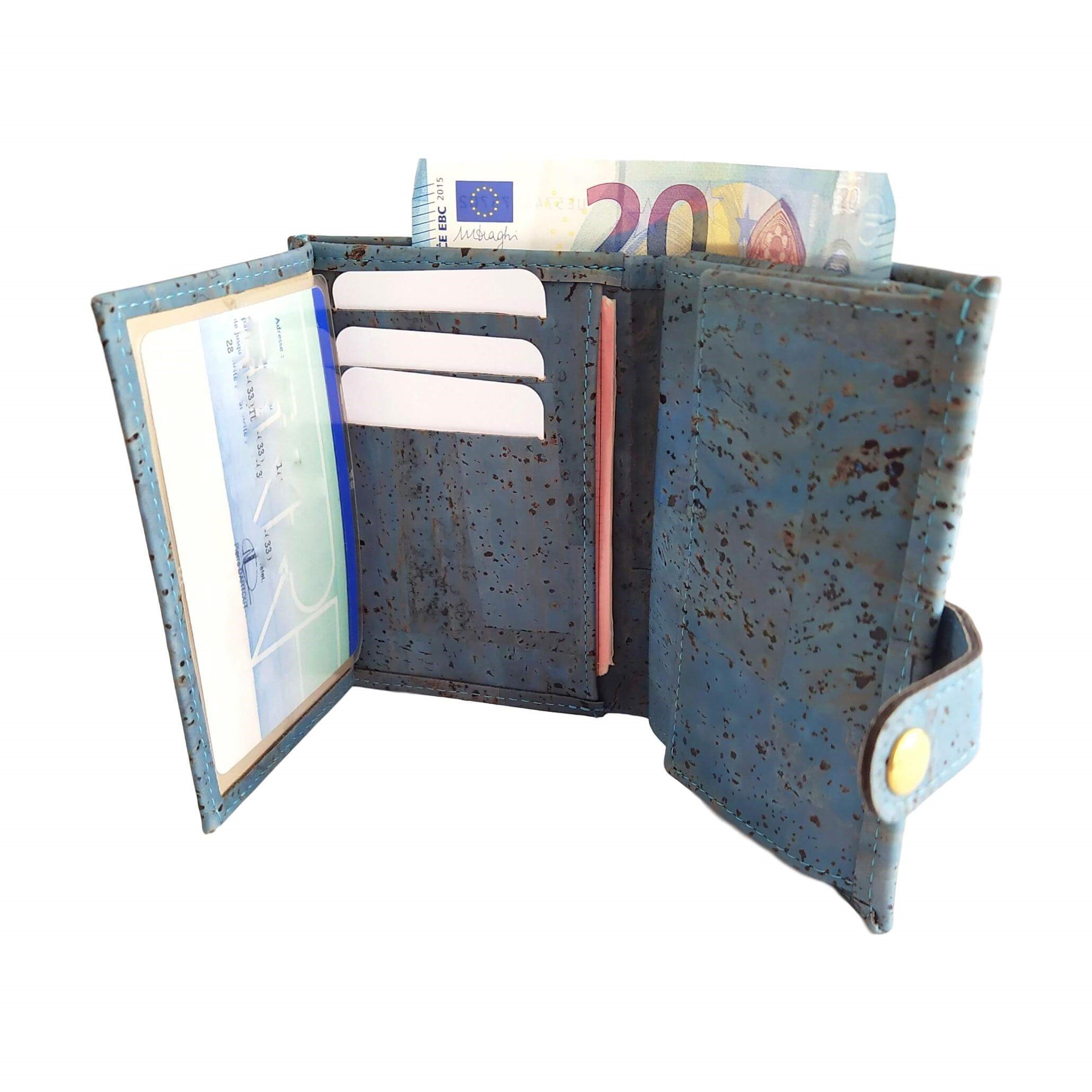 Porte-monnaie femme en liège Zoé bleu 19