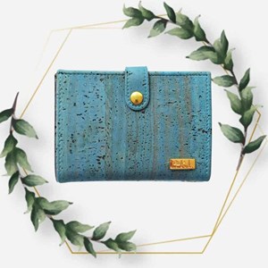 Porte-monnaie femme en liège Zoé bleu