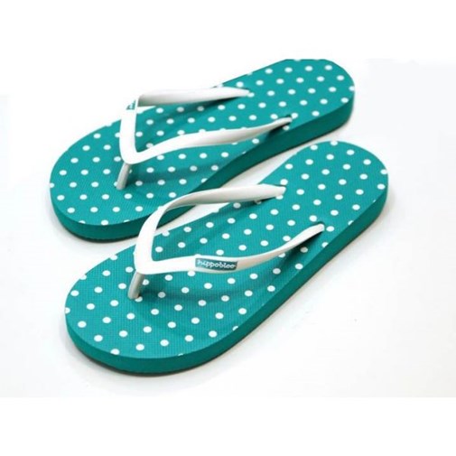 Tongs écologiques femme blue-green polkadot coconut - Seychelles