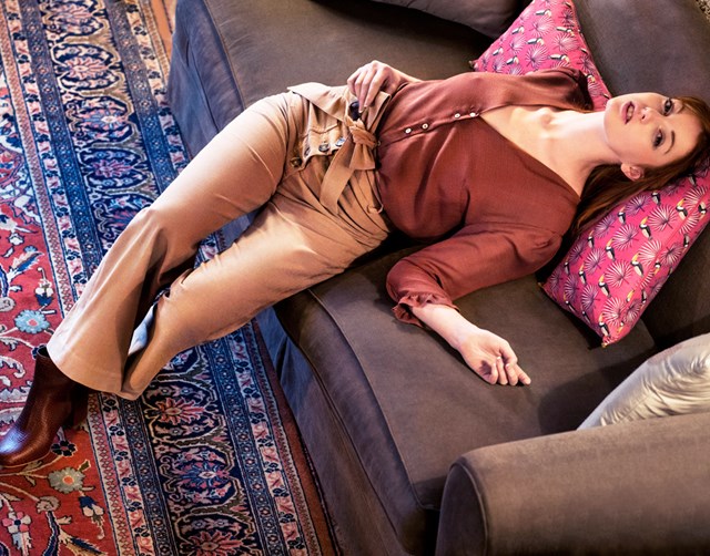 svetlana k pantalon flare côtelé coton bio label gots fabriqué en france beige