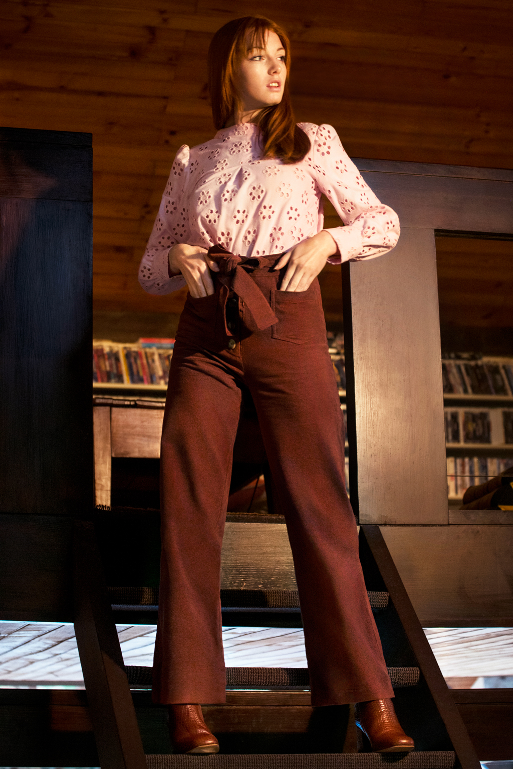 svetlana k pantalon taille haute large style jane birkin coton biologique fabrication française