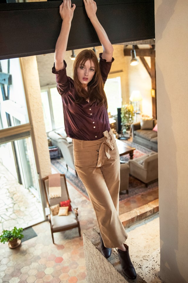 svetlana k pantalon taille haute femme ronde mode éthique coton bio beige