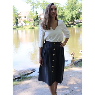 Jupe boutonnée en coton bio - Carbone - Plusieurs longueurs