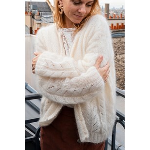 Gilet vintage en kid mohair et soie tricoté main en France