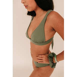 Haut de maillot de bain kaki clair - Orakawa Bay en fibres recyclées 