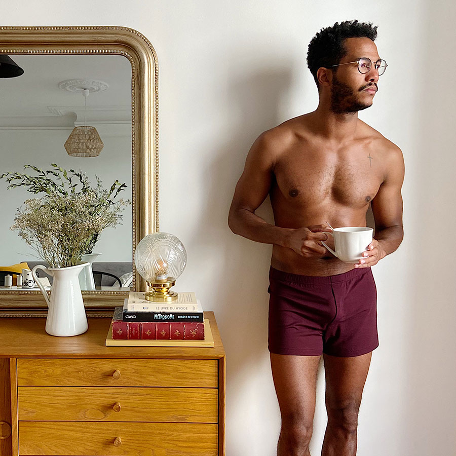Caleçon pour hommes bordeaux foncé
