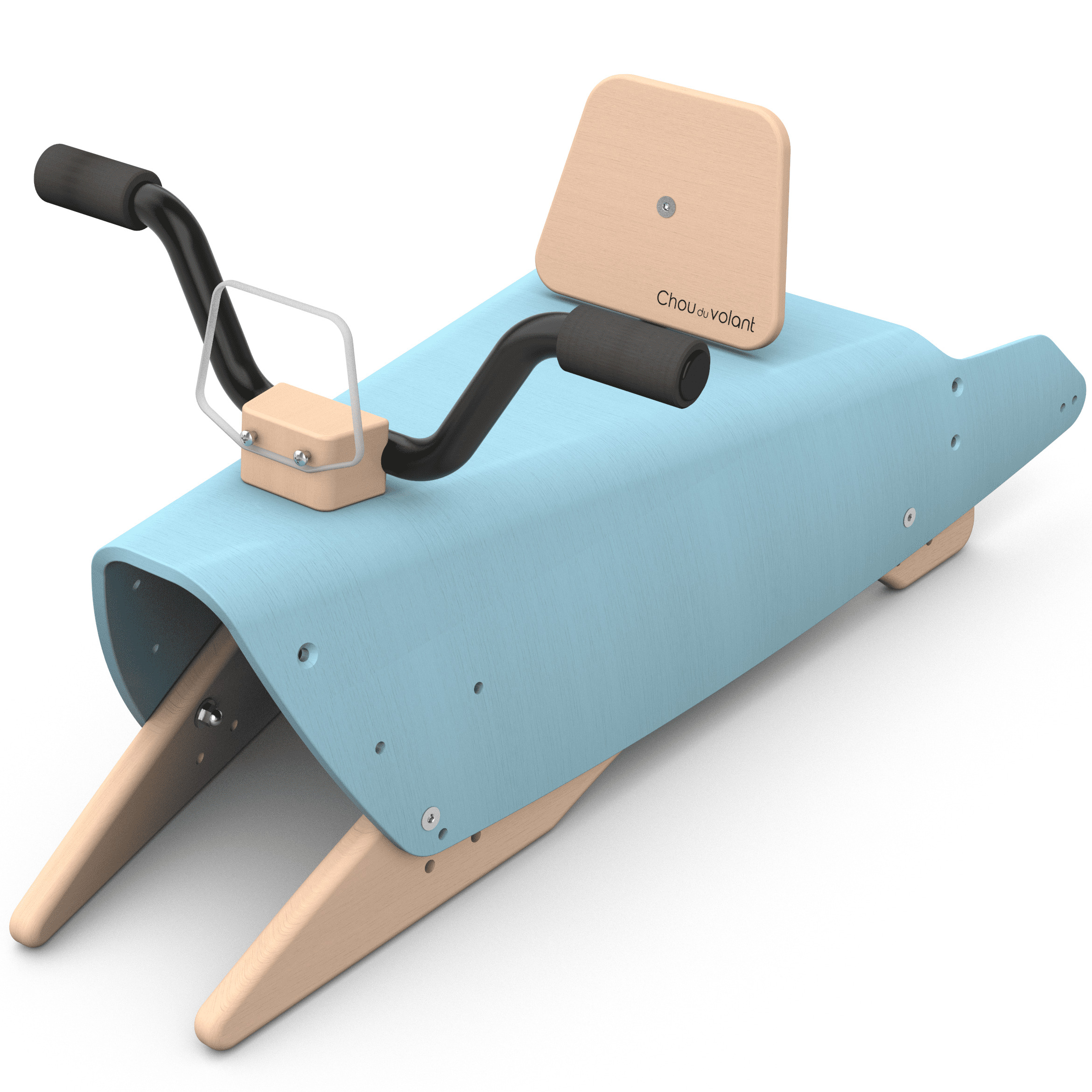 Bascule + Porteur moto en bois - Fabriqué en France - bleu 2