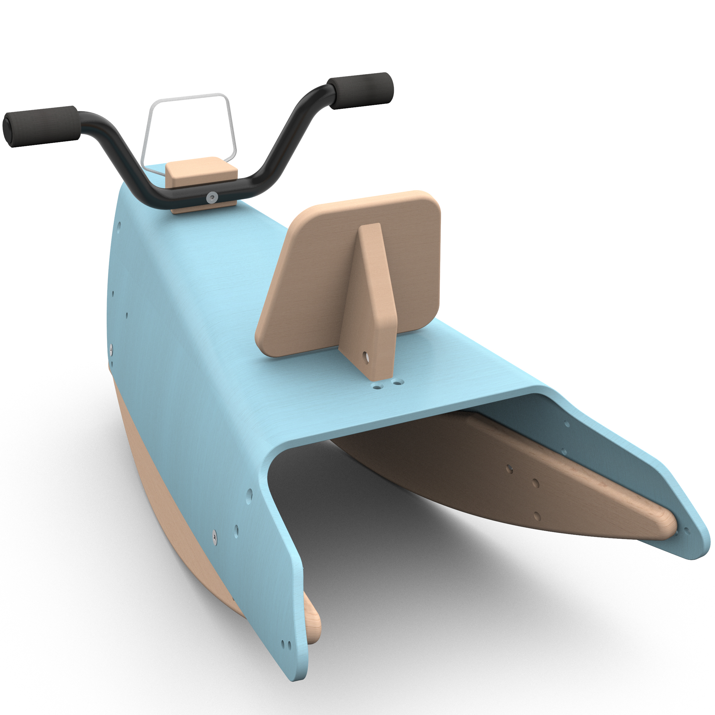 Bascule + Porteur moto en bois - Fabriqué en France - bleu 10