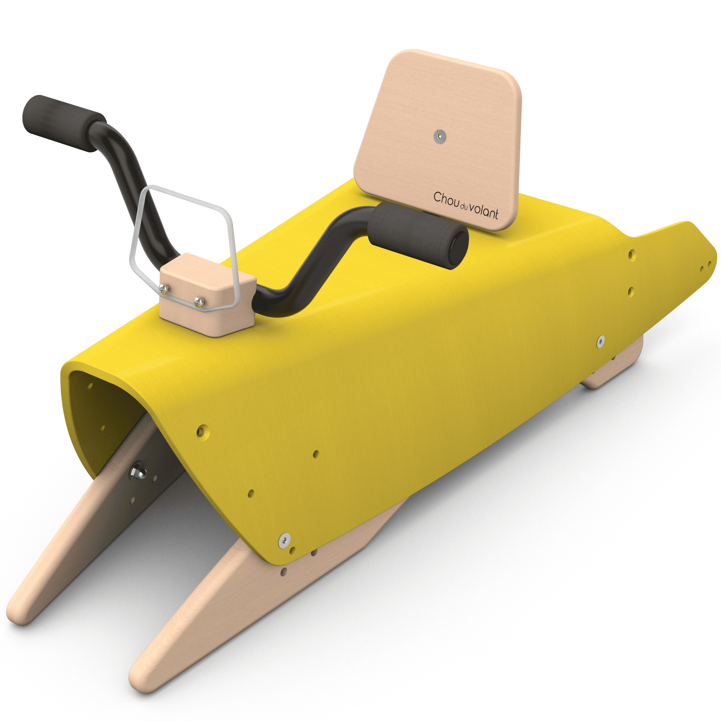 Bascule + Porteur moto en bois - Fabriqué en France - jaune 6