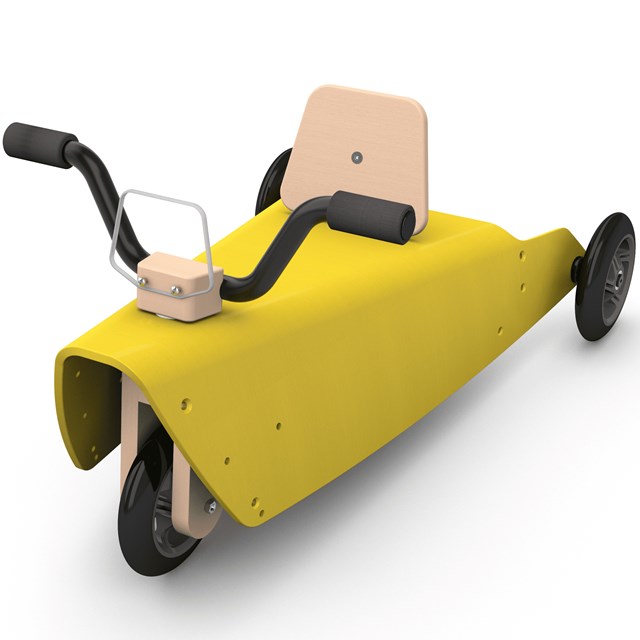 Bascule + Porteur moto en bois - Fabriqué en France - jaune 2