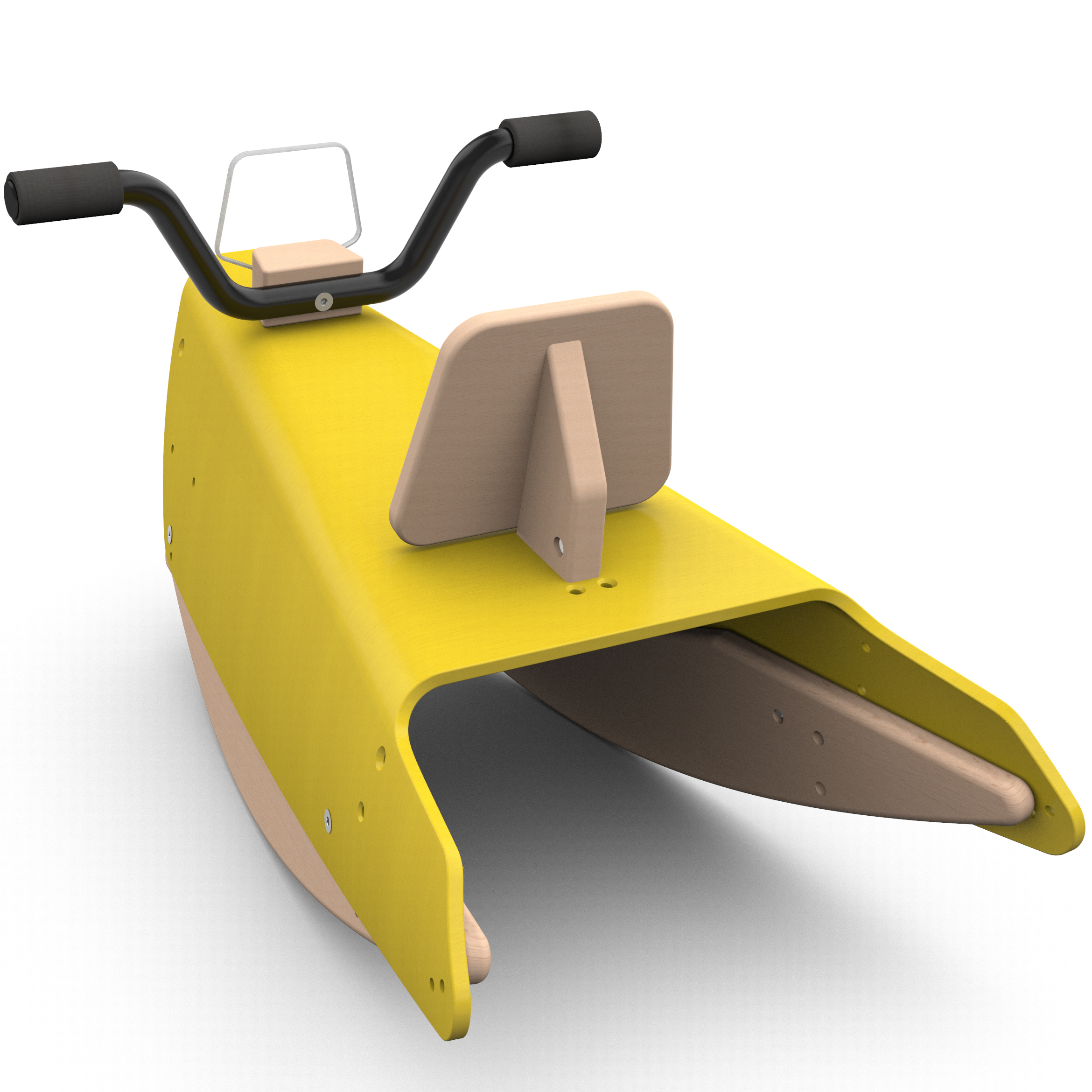 Bascule + Porteur moto en bois - Fabriqué en France - jaune 10