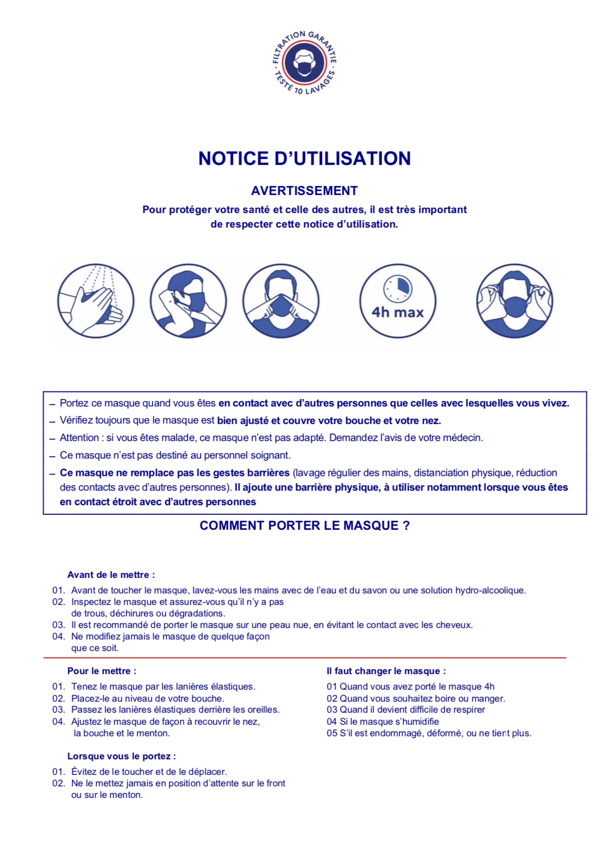 Lot de 4 masques enfant - Attestation cat. 2 DGA  4