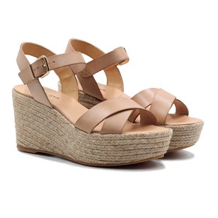 Sandales compensées cuir beige