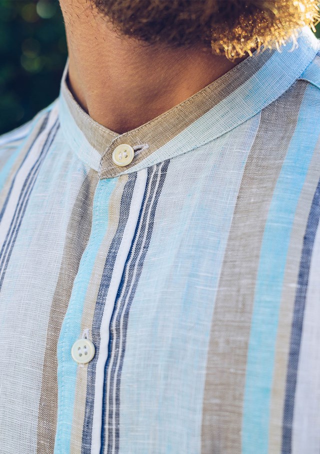 Chemise MONTLILIN - Bleu beige rayures 5
