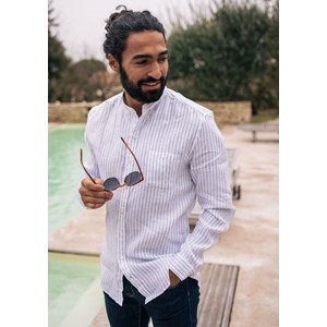 Chemise MONTLILIN - Blanc Bleu Rayures