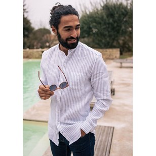 Chemise MONTLILIN - Blanc Bleu Rayures